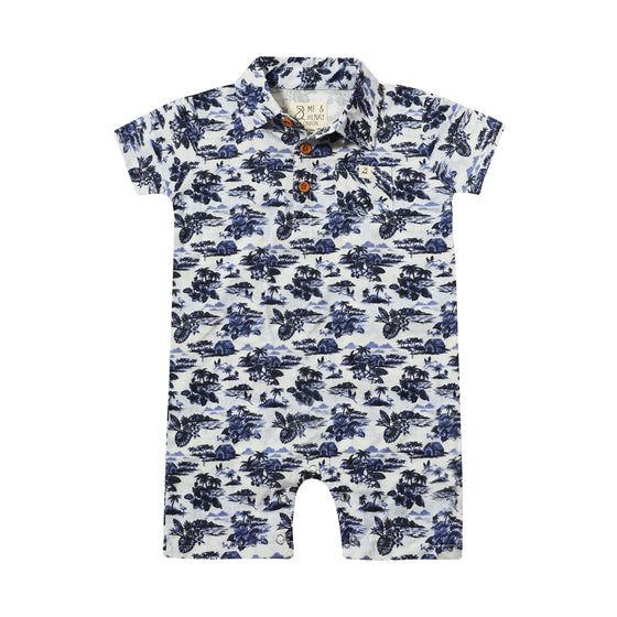 MOLOKAI Navy Hawaii Printed Romper