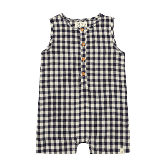 CABIN Navy/Cream Plaid Playsuit