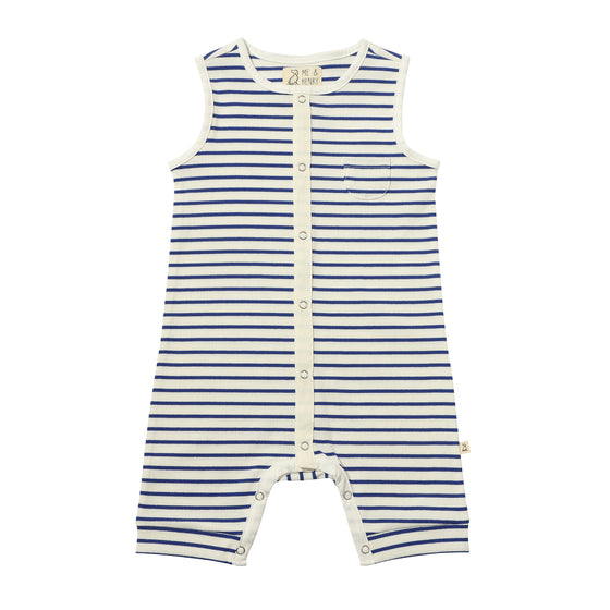 PABLO Royal/White Ribbed Playsuit