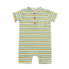 CAMBORNE Blue/Tangerine Multi Striped Ribbed Henley Romper