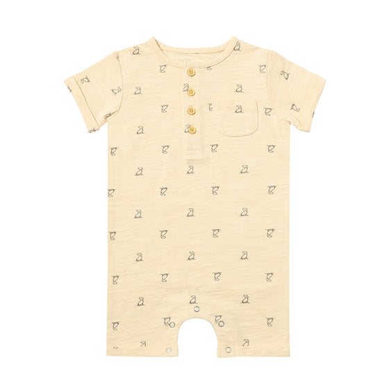 MARTINGALE Cream Henry Print Henley Romper