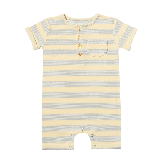 MARTINGALE Grey/Cream Thick Stripe Henley Romper