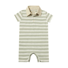  SALTASH Grey/White Stripe Polo Romper