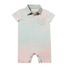 SALTASH Pink/Sky Blue Stripe Polo Romper