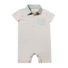  SALTASH Pink/Sky Blue Stripe Polo Romper