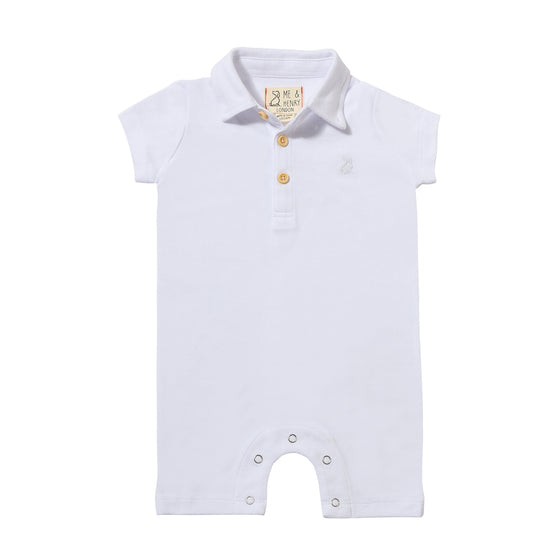 DRIFT White Pique Polo Romper