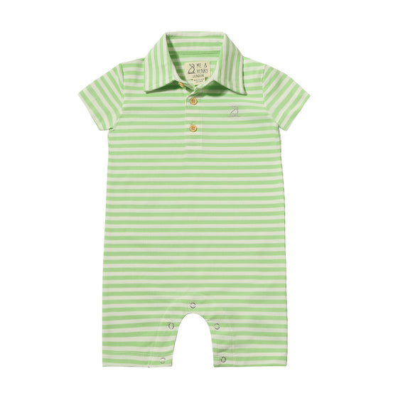 DRIFT Lime/Cream Striped Pique Polo Romper