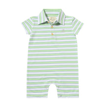  DRIFT Lime/Blue/White Striped Pique Polo Romper