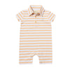 DRIFT Tangerine/White Striped Pique Polo Romper