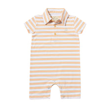  DRIFT Tangerine/White Striped Pique Polo Romper