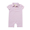 DRIFT Pink/Navy/White Striped Pique Polo Romper