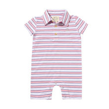  DRIFT Pink/Navy/White Striped Pique Polo Romper