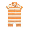 DRIFT Tangerine/Grey/White Stripe Polo Romper