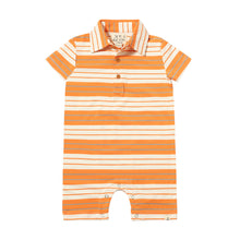  DRIFT Tangerine/Grey/White Stripe Polo Romper