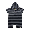 CHARLIE Navy/White Striped Hooded Romper