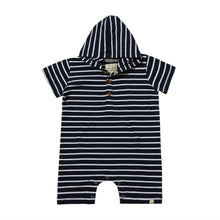  CHARLIE Navy/White Striped Hooded Romper