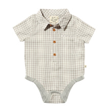  HELFORD Grey/White Gauze Plaid Woven Onesie