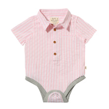  HELFORD Pink Double Stripe Woven Onesie