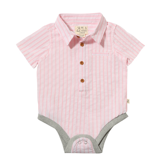 HELFORD Pink Double Stripe Woven Onesie