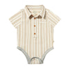 HELFORD Beige/White Wide Stripe Woven Onesie