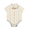 HELFORD Beige/Brown/White Wide Stripes Woven Onesie