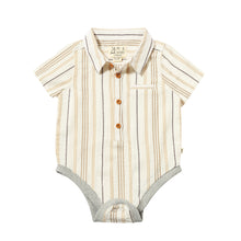  HELFORD Beige/Brown/White Wide Stripes Woven Onesie