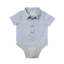  HELFORD Royal/White Seersucker Stripe Woven Onesie