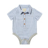 HELFORD Blue/Navy/White Thin Stripe Seersucker Woven Onesie