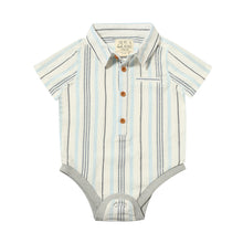  HELFORD Navy/Blue/White Wide Stripe Woven Onesie