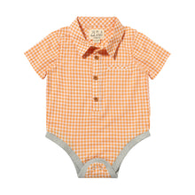  HELFORD Tangerine/White Plaid Woven Onesie