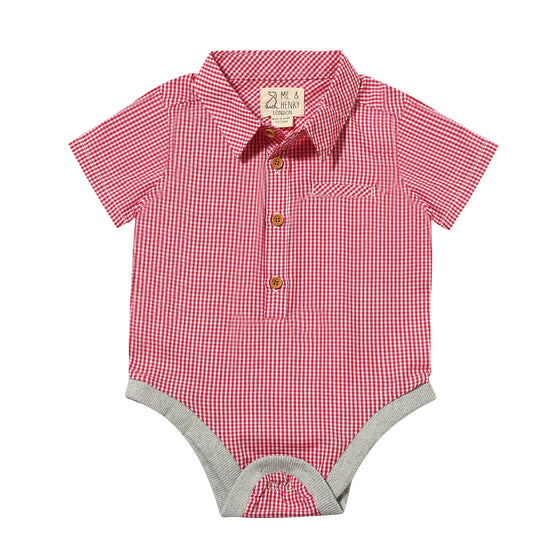 HELFORD Red/White Micro Plaid Woven Onesie