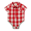 HELFORD Red/White Gauze Plaid Woven Onesie