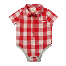  HELFORD Red/White Gauze Plaid Woven Onesie