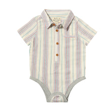  HELFORD Aqua/Blue/Red Stripe Woven Onesie