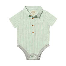  HELFORD Mint/Grey Stripe Woven Onesie