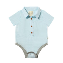  HELFORD Aqua Stripe Seersucker Woven Onesie