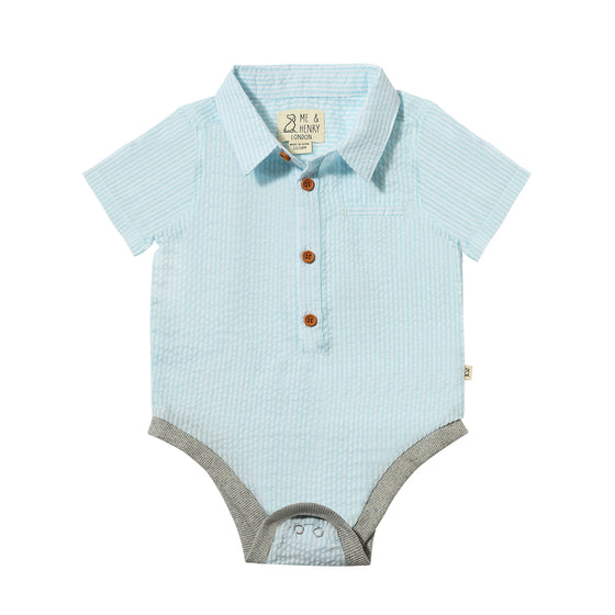 HELFORD Aqua Stripe Seersucker Woven Onesie