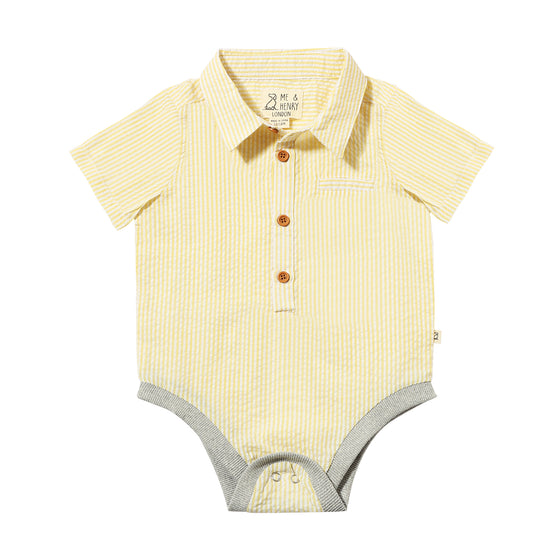 HELFORD Yellow Stripe Seersucker Woven Onesie