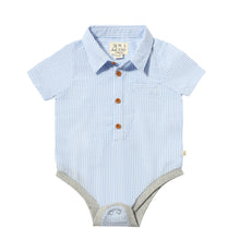  HELFORD Blue Stripe Seersucker Woven Onesie