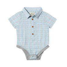  HELFORD Blue/Grey Stripe Woven Onesie