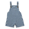 GALLEON Navy/White Plaid Woven Overalls