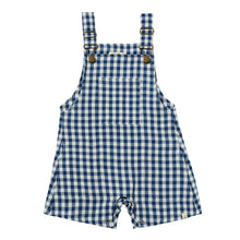  GALLEON Navy/White Plaid Woven Overalls