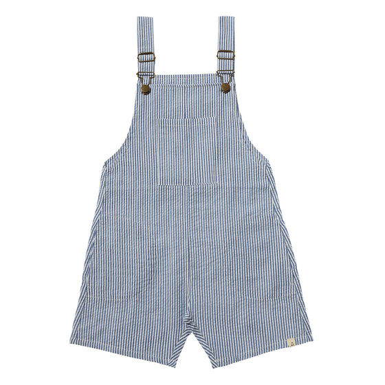 GALLEON Royal/White Seersucker Stripe Woven Buckled Overalls