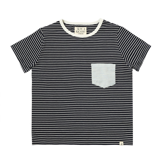 FOWEY Navy/White Stripe Pocketed Tee