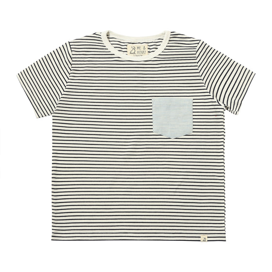 FOWEY Cream/Navy Stripe Pocketed Tee