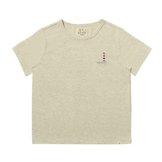 MARINE Grey Light House Embroidered Tee