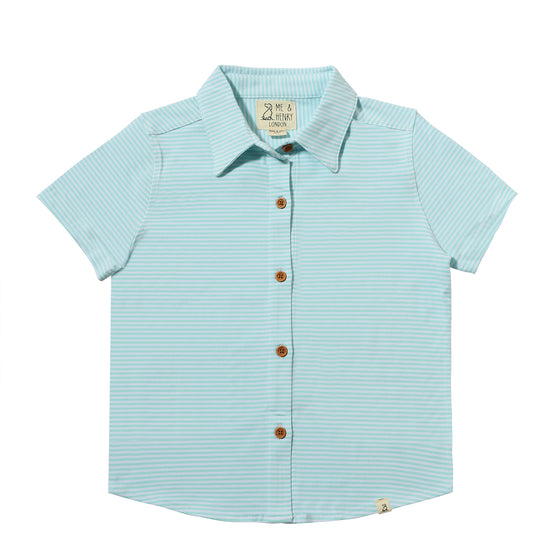 TILLER Aqua/White Stripe Jersey Shirt