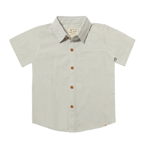 Mens Newport Woven Shirt grey white double stripe