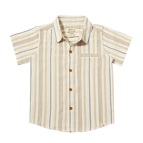 Mens Newport Woven Shirt beige/brown/white stripe