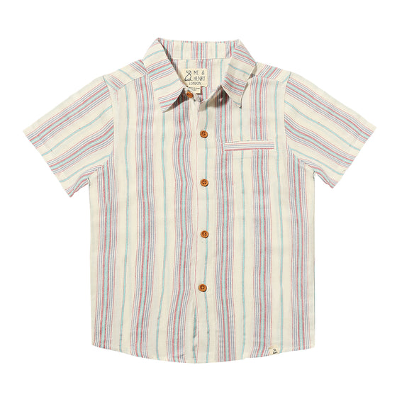 Mens Newport Woven Shirt aqua/blue/red stripe